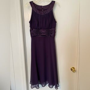 Connected Apparel Purple Sheer Dress with Satiny Details